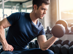 Man performing bicep curl